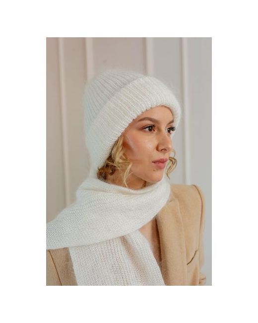 Ошаль Шапка классический шарф демисезон/зима вязаная утепленная размер единый