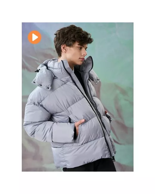 Youz куртка зимняя оверсайз карманы съемный капюшон стеганая внутренний карман ветрозащитная манжеты размер 50