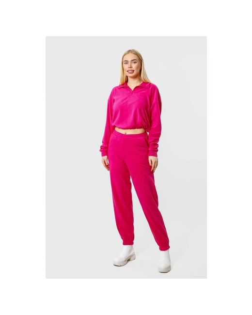 Ksi Ksi Костюм-тройка джемпер и брюки повседневный стиль свободный силуэт размер 46L-48XL фуксия розовый