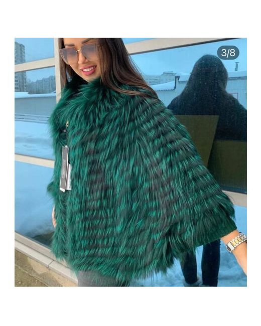 Sibilla Furs Манто средней длины оверсайз размер 42-48 зеленый
