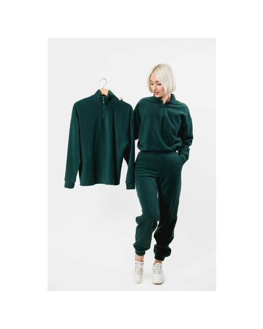 Ksi Ksi Костюм-тройка джемпер и брюки повседневный стиль свободный силуэт размер 46L-48XL зеленый