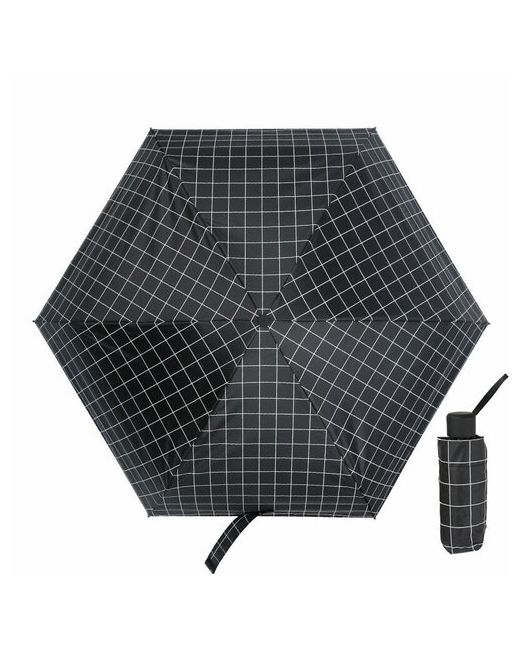 Экс Мини-зонт механика 3 сложения купол 90 см. 6 спиц система антиветер чехол в комплекте черный