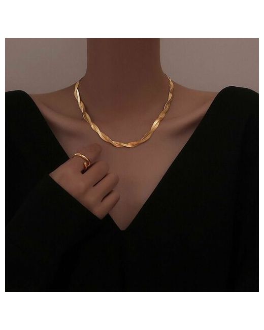 Wiekk Стильное ожерелье-двойная цепочка Elegance плетеная из нержавеющей стали для девушек яркий акцент в любой образ.