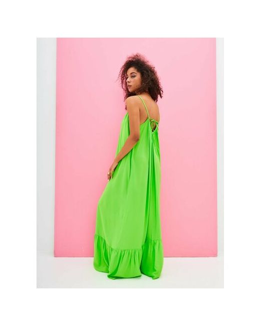 Yolka_Dress Платье-комбинация вискоза в бельевом стиле свободный силуэт макси открытая спина размер ЕДИНЫЙ