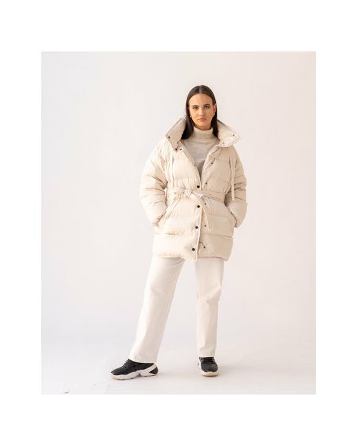 Modress куртка зимняя удлиненная силуэт свободный капюшон карманы размер 58