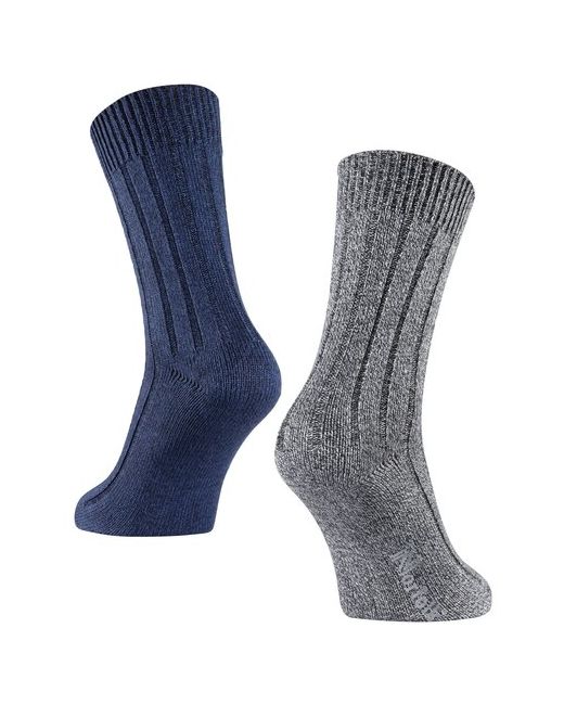 Norfolk Socks Носки унисекс 2 пары классические усиленная пятка вязаные быстросохнущие износостойкие размер 35-38 синий
