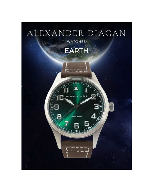 Alexander Diagan Наручные часы Часы кварцевые зеленый коричневый