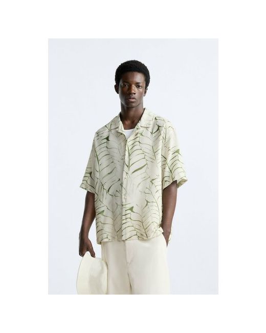 Zara Рубашка размер M зеленый бежевый