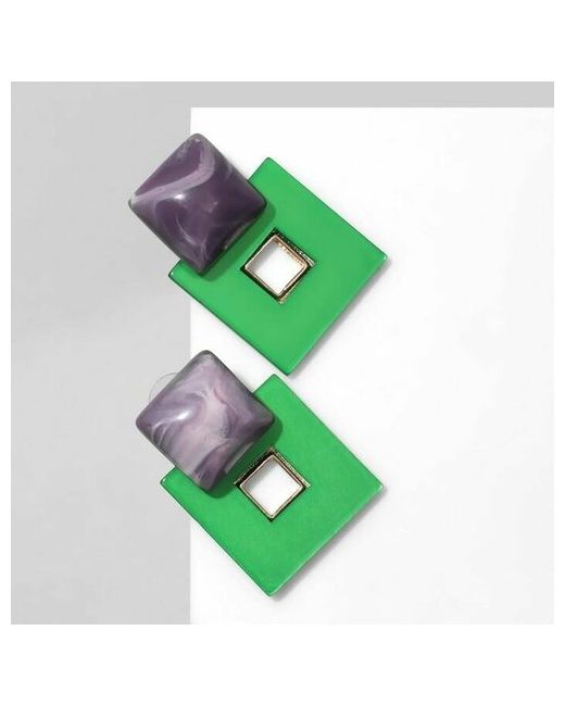 Queen Fair Серьги бижутерный сплав зеленый фиолетовый