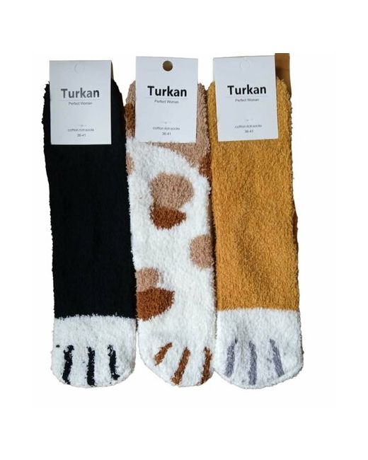 Turkan носки средние махровые фантазийные бесшовные вязаные ослабленная резинка на Новый год размер 36-41 мультиколор