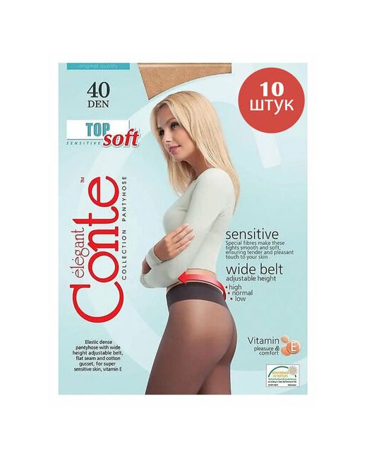 Conte Колготки Top Soft 40 den без шортиков с ластовицей 10 шт. размер