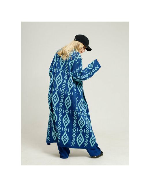 Julia Bo Кардиган свободный силуэт вязаный размер 160-170 синий бирюзовый