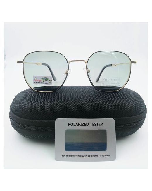 Polarized Photohrome Солнцезащитные очки квадратные оправа металл ударопрочные с защитой от УФ поляризационные фотохромные золотой