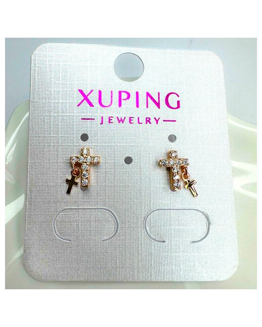 Xuping Jewelry Серьги с подвесками Серьги-крестики подвеской-крестиком золочение циркон размер/диаметр 10 мм.