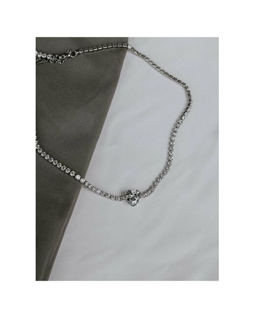 Фьертэ Ожерелье колье на шею бижутерия с кристаллами серебряный