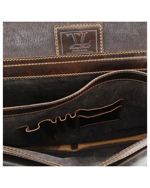 Tuscany Leather Портфель гладкая фактура вмещает А4 водонепроницаемый с плечевым ремнем для