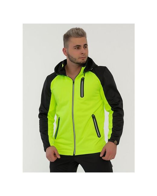 Crosssport Куртка средней длины силуэт свободный водонепроницаемая карманы съемный капюшон влагоотводящая ветрозащитная мембранная светоотражающие элементы ультралегкая размер 54 желтый зеленый