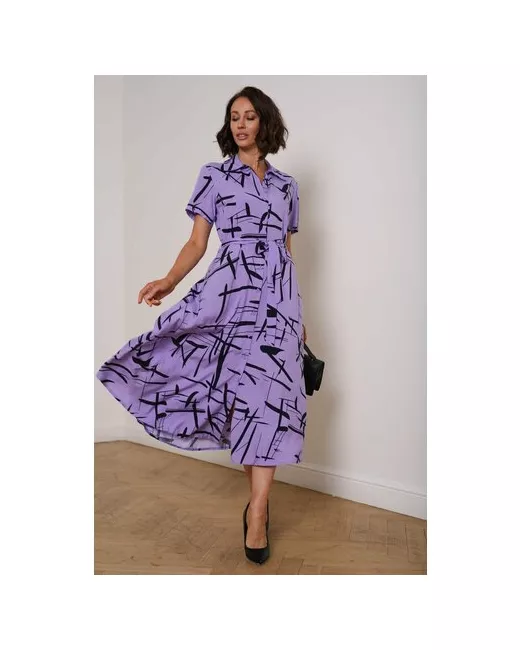 A-A Awesome Apparel by Ksenia Avakyan Платье вискоза полуприлегающее миди размер 42 фиолетовый черный
