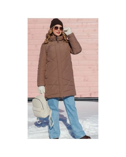 LimoLady куртка зимняя удлиненная силуэт прямой подкладка водонепроницаемая внутренний карман воздухопроницаемая утепленная вентиляция манжеты ветрозащитная герметичные швы несъемный капюшон карманы стеганая регулируемый размер 54