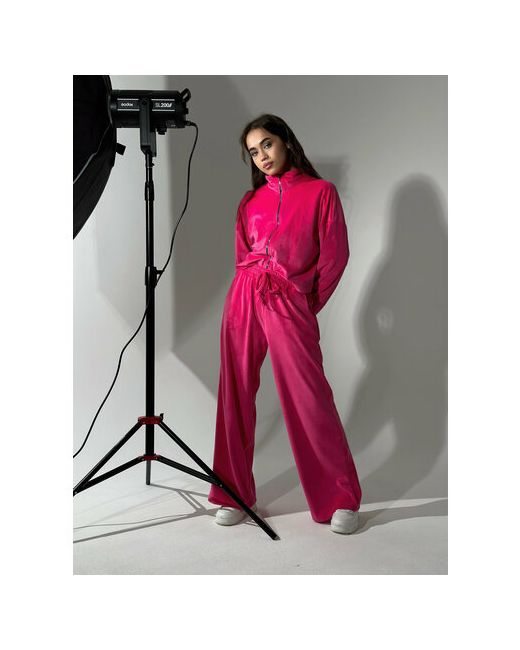 Asi Lux Костюм худи и брюки повседневный стиль свободный силуэт капюшон размер 42 розовый