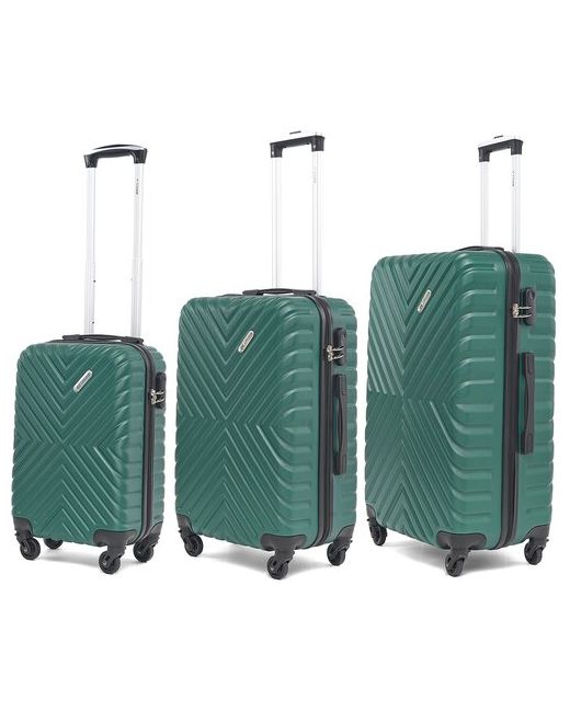 Lacase Комплект чемоданов 3 шт. пластик ABS-пластик опорные ножки на боковой стенке рифленая поверхность водонепроницаемый износостойкий 85 л размер зеленый