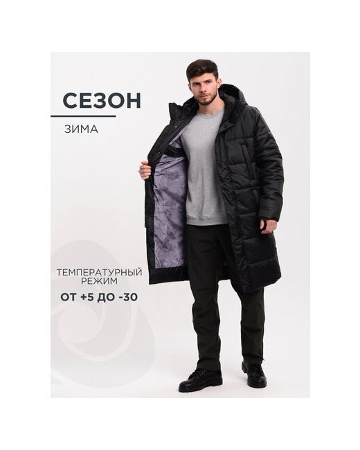 Cosmotex Пальто зимнее силуэт свободный удлиненное капюшон утепленное размер 56-58 170-176