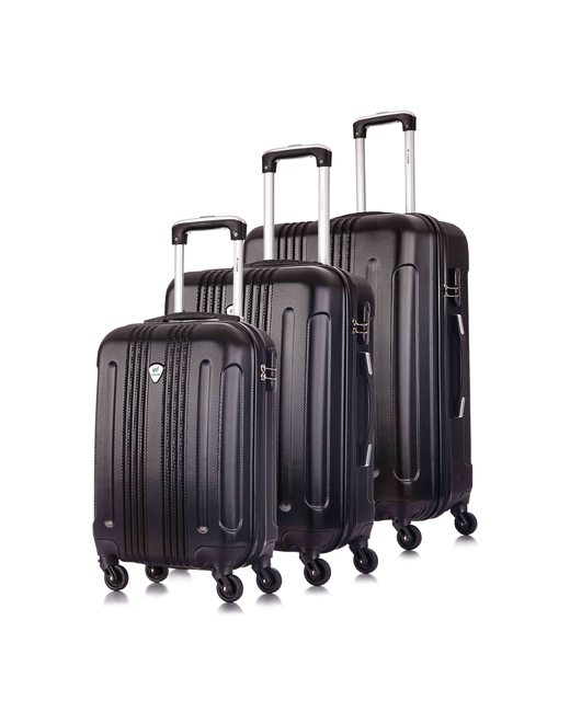 L'Case Комплект чемоданов 3 шт. водонепроницаемый опорные ножки на боковой стенке 104 л размер черный