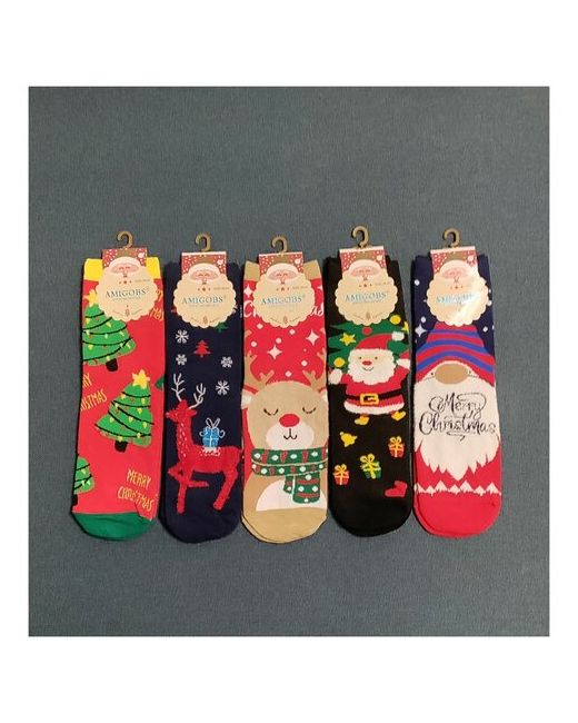 Amigobs носки средние на Новый год den 5 пар размер мультиколор