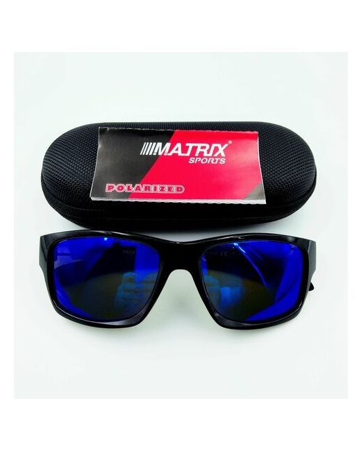 Matrix Солнцезащитные очки круглые оправа металл спортивные с защитой от УФ зеркальные поляризационные черный