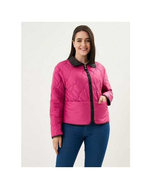 Neliy Vincere куртка-рубашка демисезонная укороченная силуэт прямой влагоотводящая ветрозащитная без капюшона карманы стеганая размер 46 розовый