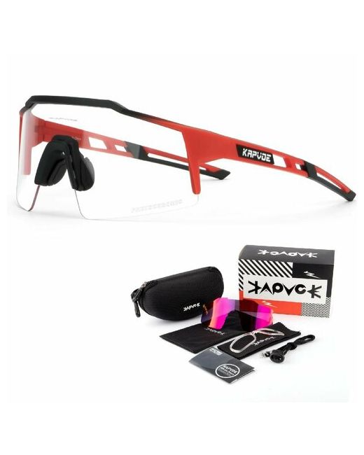 Kapvoe Солнцезащитные очки спортивные фотохромные поляризационные красный