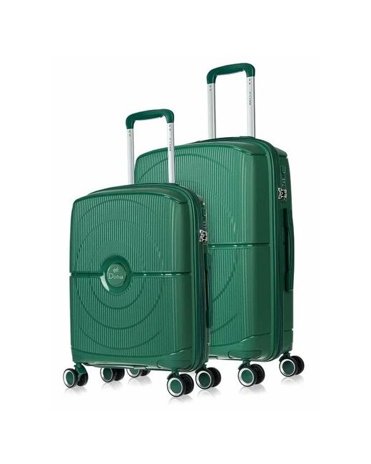L'Case Комплект чемоданов Doha 2 шт. водонепроницаемый 74.3 л размер зеленый