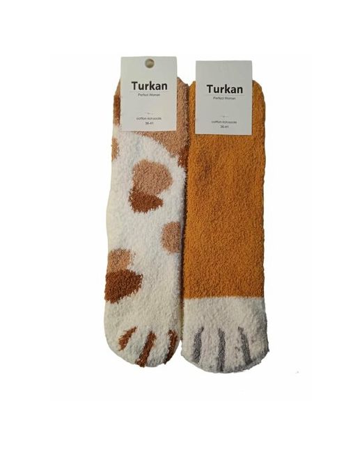 Turkan носки средние бесшовные вязаные фантазийные ослабленная резинка махровые на Новый год размер оранжевый
