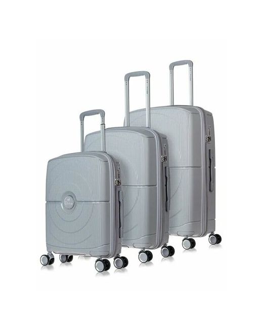L'Case Комплект чемоданов Doha 3 шт. водонепроницаемый 112.5 л размер серый серебряный