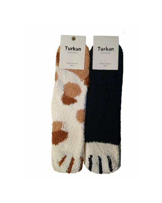 Turkan носки средние бесшовные вязаные фантазийные ослабленная резинка махровые на Новый год размер черный