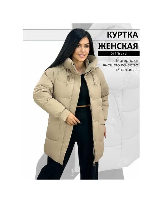 Diffberd куртка зимняя средней длины силуэт прямой капюшон карманы размер 46