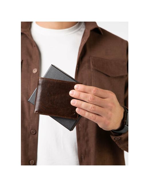 Slazar Кошелек гладкая фактура без застежки 2 отделения для банкнот отделение карт потайной карман подарочная упаковка