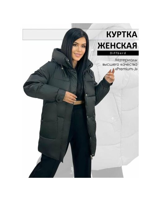 Diffberd куртка зимняя средней длины силуэт прямой капюшон карманы размер 46