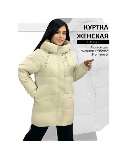 Diffberd куртка зимняя средней длины силуэт прямой капюшон карманы размер 48