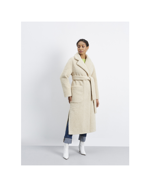 Electrastyle Пальто искусственный мех удлиненное силуэт прямой карманы пояс/ремень размер 46