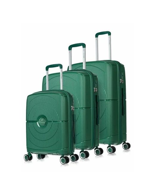 L'Case Комплект чемоданов Doha 3 шт. водонепроницаемый 112.5 л размер зеленый