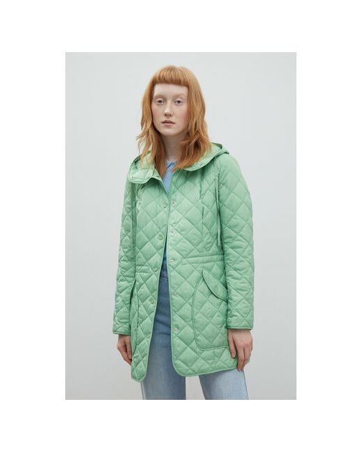 Finn Flare куртка демисезонная средней длины силуэт прилегающий карманы стеганая размер зеленый