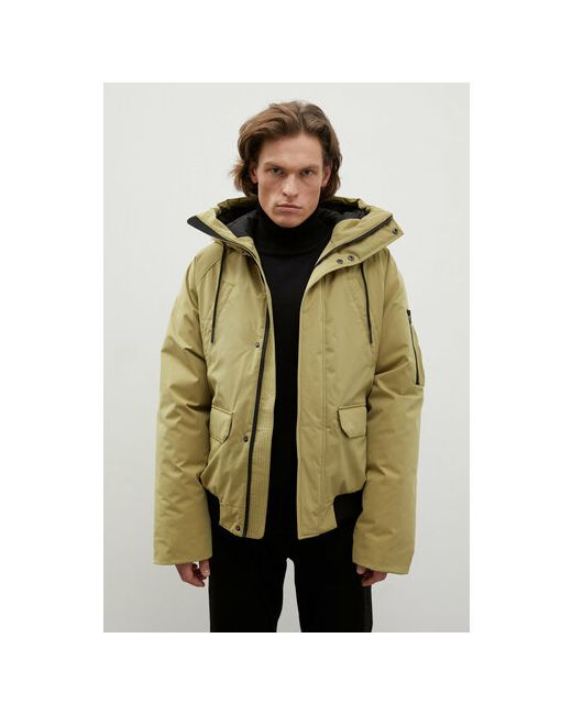 Finn Flare куртка демисезонная силуэт прямой карманы водонепроницаемая несъемный капюшон подкладка размер зеленый