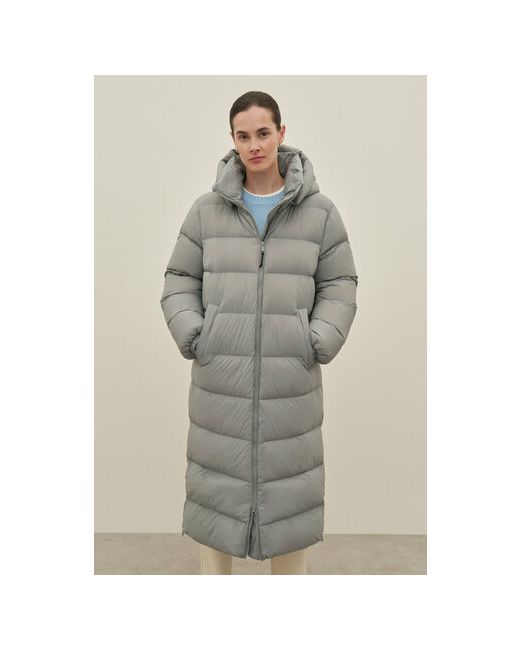 Finn Flare Пальто средней длины силуэт прямой капюшон стеганая размер
