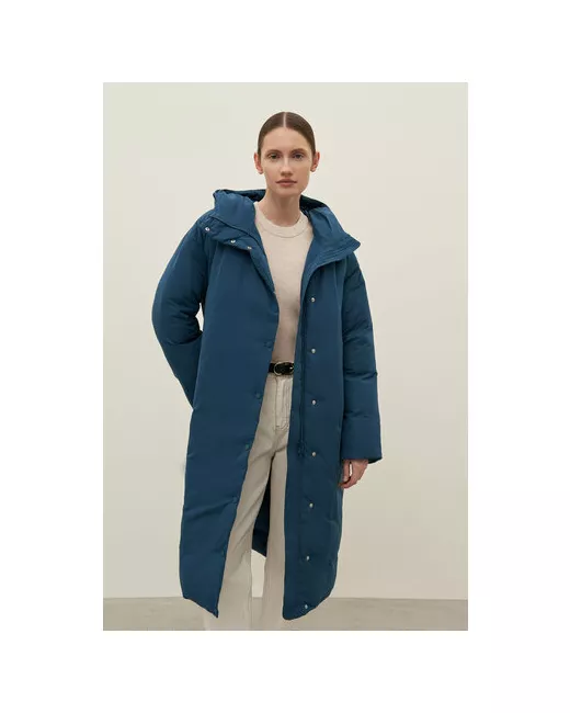 Finn Flare Пальто средней длины силуэт свободный несъемный капюшон карманы водонепроницаемая размер