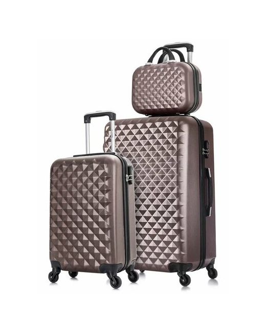 L'Case Комплект чемоданов Phatthaya 3 шт. рифленая поверхность износостойкий опорные ножки на боковой стенке размер