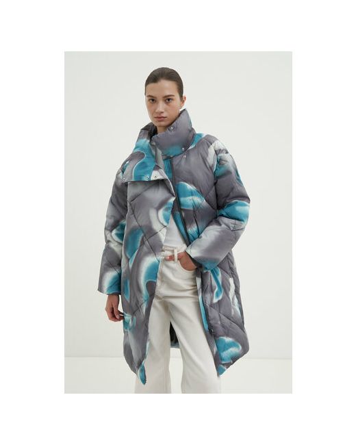Finn Flare Пальто средней длины силуэт свободный съемный капюшон манжеты стрейч размер