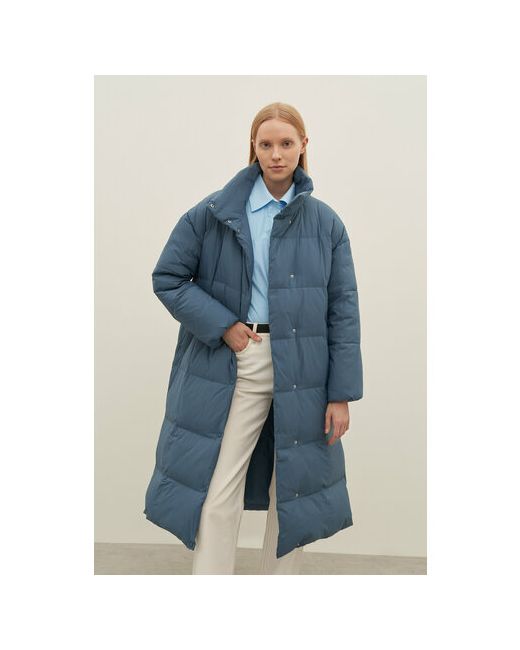 Finn Flare Пальто средней длины силуэт свободный съемный капюшон карманы стеганая размер