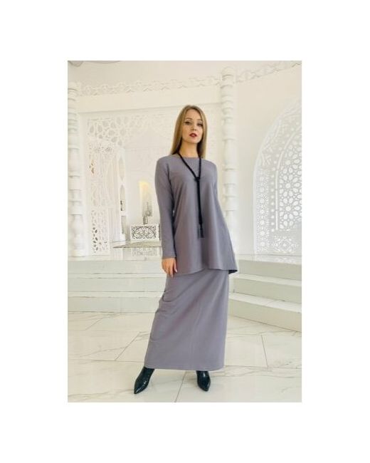 Fatmafashion Костюм туника и юбка повседневный стиль полуприлегающий силуэт трикотажный размер 44-50