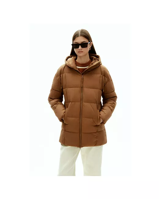 Finn Flare куртка демисезонная средней длины силуэт прямой водонепроницаемая капюшон размер